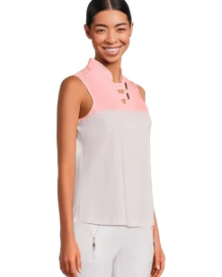 Jamie Sadock Dotted Up Print Sleeveless Polo Azalea Pink Best