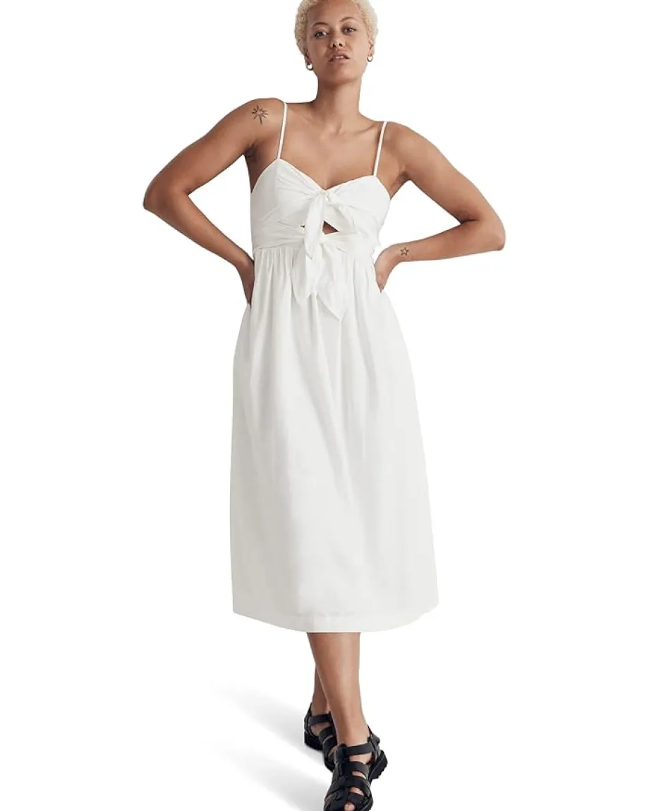 Women Madewell Double-Tie Cutout Sweetheart Midi Dress