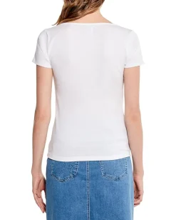 NIC+ZOE Drapey Rib Scrunch Tee Paper White