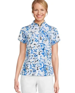 Jamie Sadock Dreamscape Print Short Sleeve Top Electric Blue Outlet