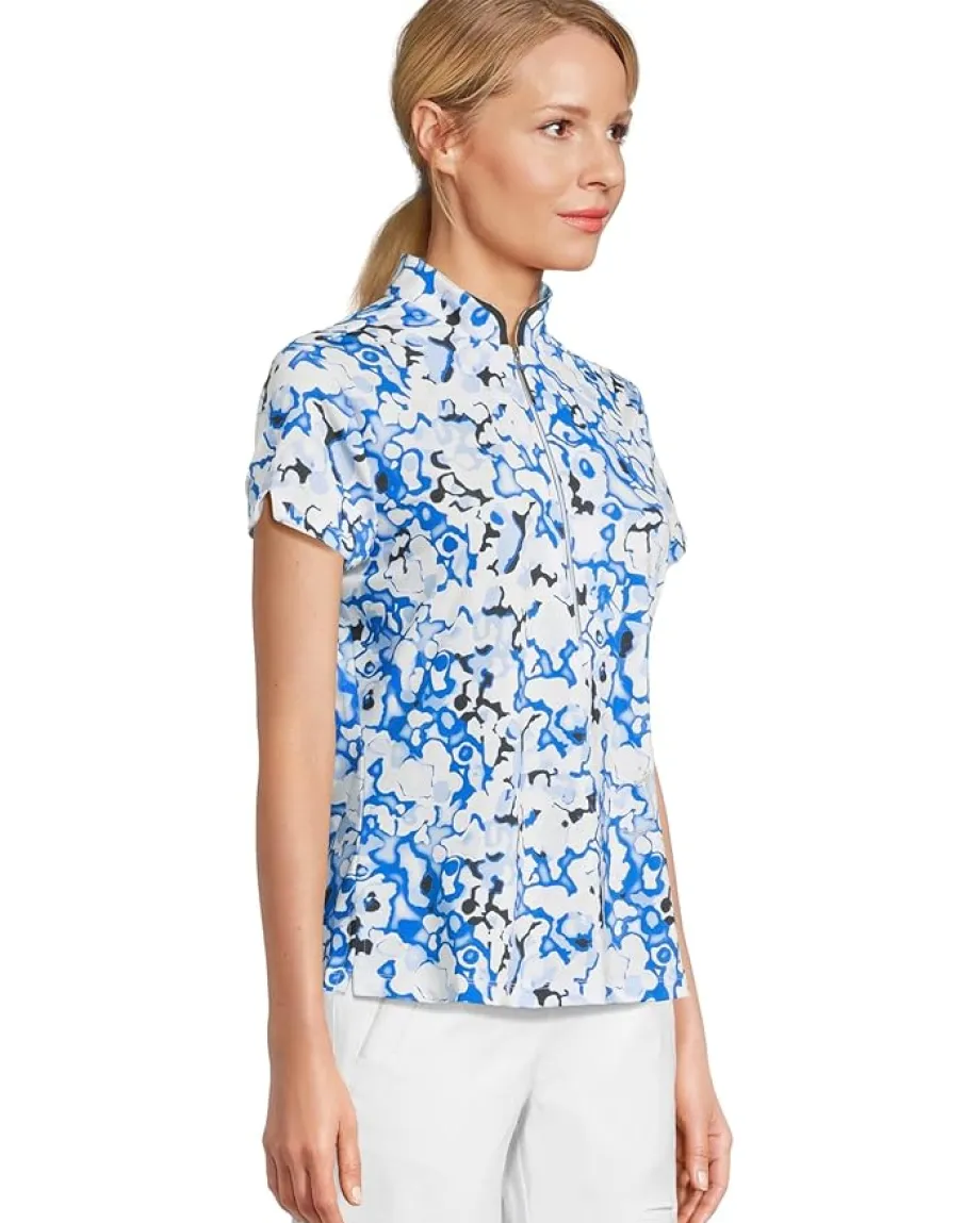 Jamie Sadock Dreamscape Print Short Sleeve Top Electric Blue Outlet