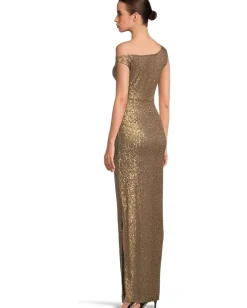 Women Norma Kamali Drop Shoulder Fitted Gown With Side Slit