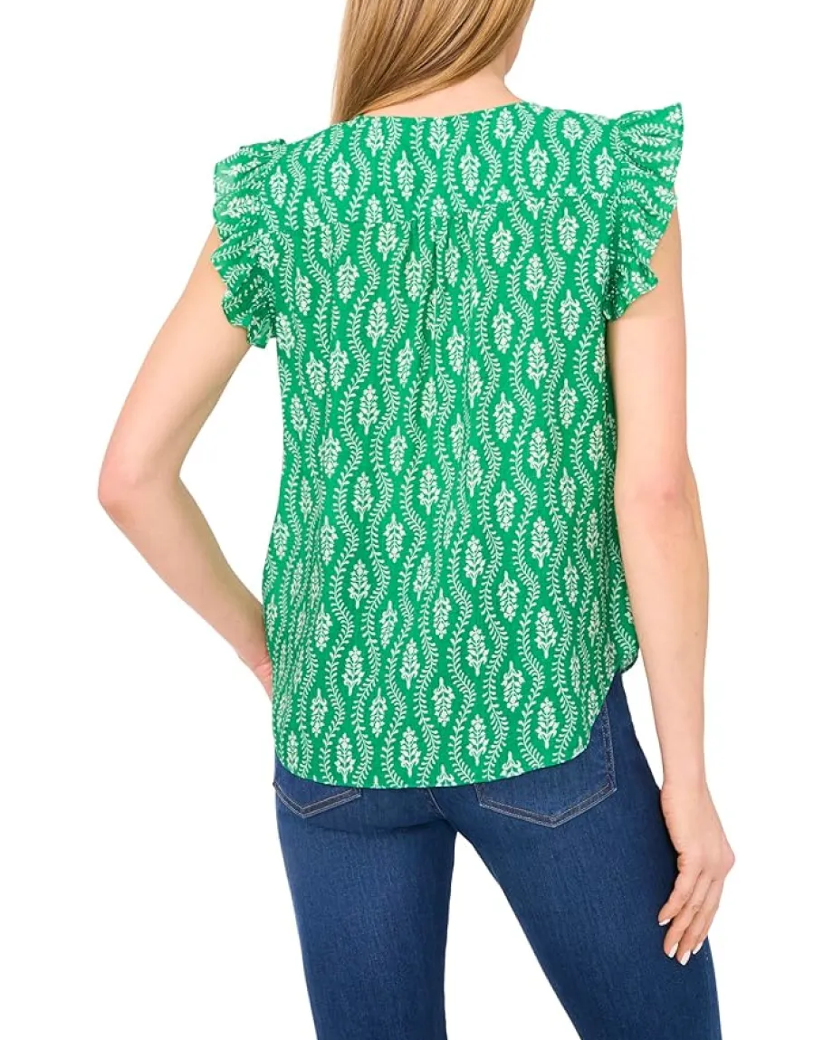 Women CeCe Drop Shoulder Kissing Placket Pintuck Top