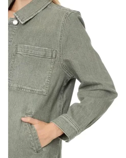 Liverpool Los Angeles Drop Shoulder Overshirt W/ Shirt Tail Hem Vintage Green