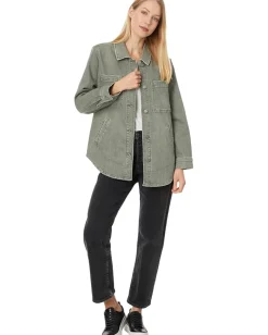 Liverpool Los Angeles Drop Shoulder Overshirt W/ Shirt Tail Hem Vintage Green