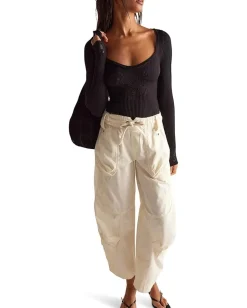 Free People Dynamic Duo Tee Black New