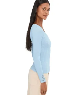 Free People Dynamic Duo Tee Cashmere Blue New