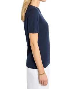 NIC+ZOE Easy Scoop Neck Pure Cotton Sweater Tee Dark Indigo Online