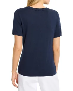 NIC+ZOE Easy Scoop Neck Pure Cotton Sweater Tee Dark Indigo Online