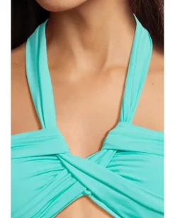 Seafolly Eco Collective Halter Bandeau Aquatic Blue Outlet
