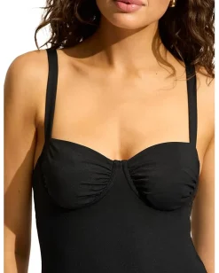 Seafolly Eco Collective Ruched Underwire One-Piece Black Outlet