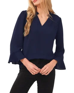 Women CeCe Elbow Ruffle Sleeve V-Neck Blouse