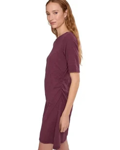 Women Mod-o-doc Elbow Sleeve Below The Knee Shirred Dress