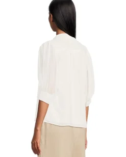Women CeCe Elbow Sleeve Bow Placket Blouse
