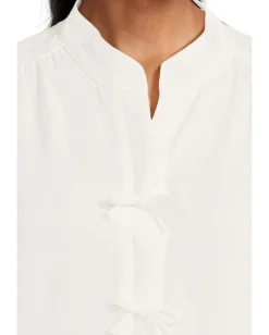 Women CeCe Elbow Sleeve Bow Placket Blouse