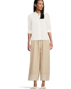 Women CeCe Elbow Sleeve Bow Placket Blouse