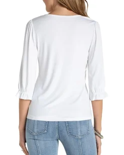 Women Liverpool Los Angeles Elbow Sleeve Notch Knit Tee
