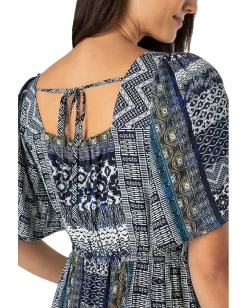 Women Liverpool Los Angeles Elbow Sleeve Square Neck Woven Maxi Dress With Pockets