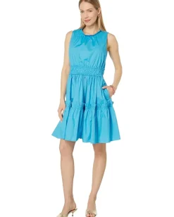 Lilly Pulitzer Elina Stretch Cotton Dress Cumulus Blue New