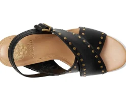Vince Camuto Ellna Cross-band Wedge Sandals Black Sale