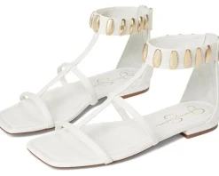 Jessica Simpson Elusta Studded T-strap Sandals Bright White Sale