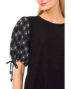 Women CeCe Embroidered Balloon Sleeve Knit Top