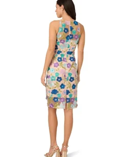 Women Adrianna Papell Embroidered Column Midi Dress
