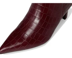 Naturalizer Emily Extra Wide Calf Knee High Boots Cranberry Red Croco Leather Clearance