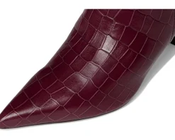 Naturalizer Emily Narrow Calf Knee High Boots Cranberry Red Croco Leather Clearance