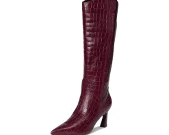 Naturalizer Emily Narrow Calf Knee High Boots Cranberry Red Croco Leather Clearance
