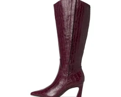 Naturalizer Emily Wide Calf Knee High Boots Cranberry Red Croco Leather