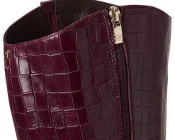 Naturalizer Emily Wide Calf Knee High Boots Cranberry Red Croco Leather