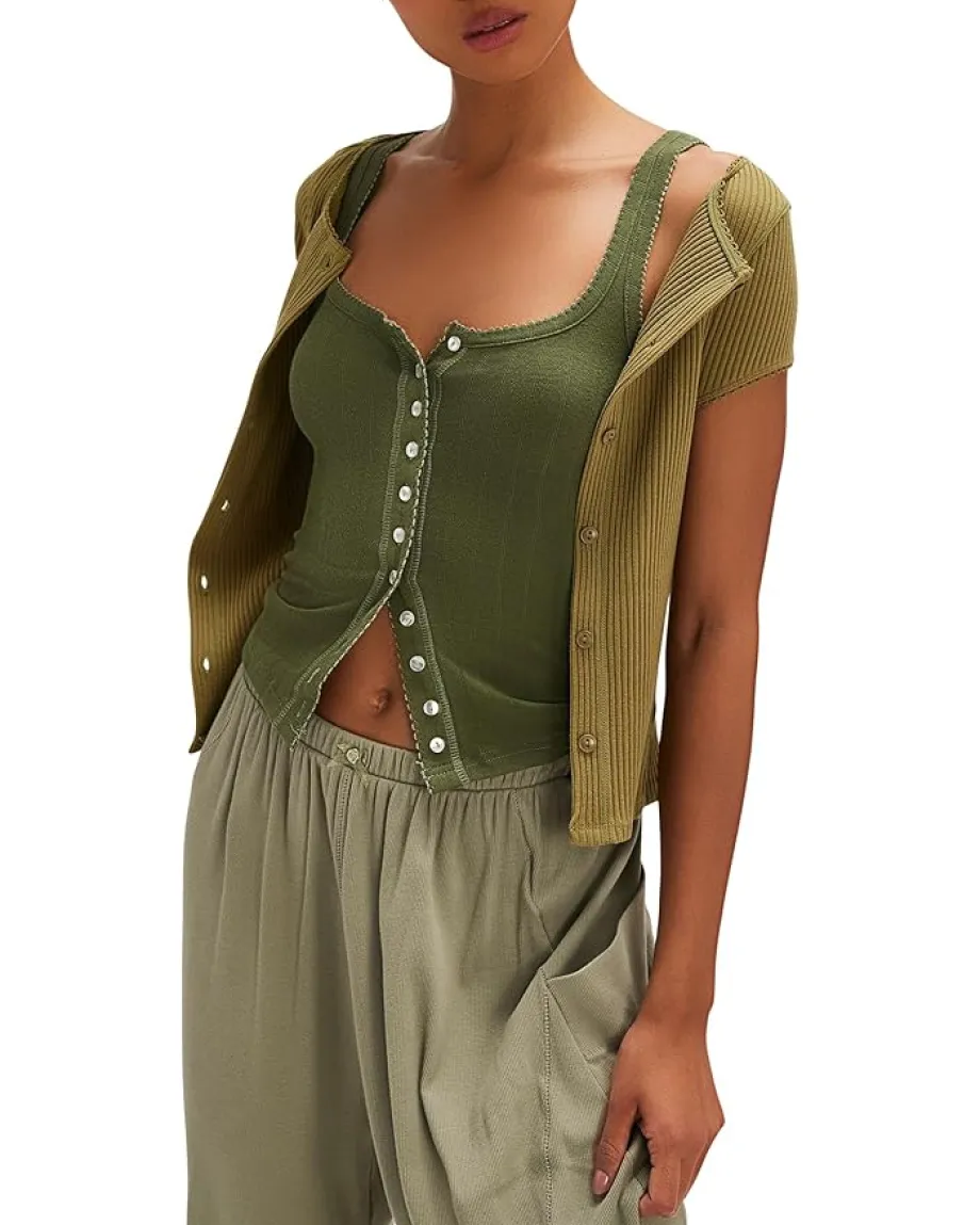 Free People End Game Pointelle Tank Army Discount