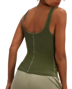 Free People End Game Pointelle Tank Army Discount