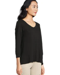 Elliott Lauren Enzyme Wash Jersey - V neck -3/4 Sleeve Tee Black Best