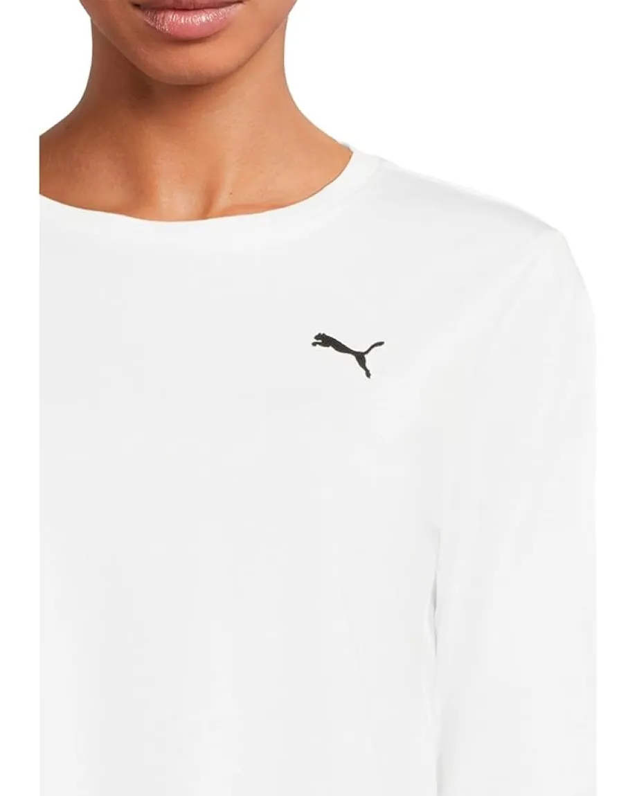 PUMA Essentials Cropped Long Sleeve Baby Tee Puma White New