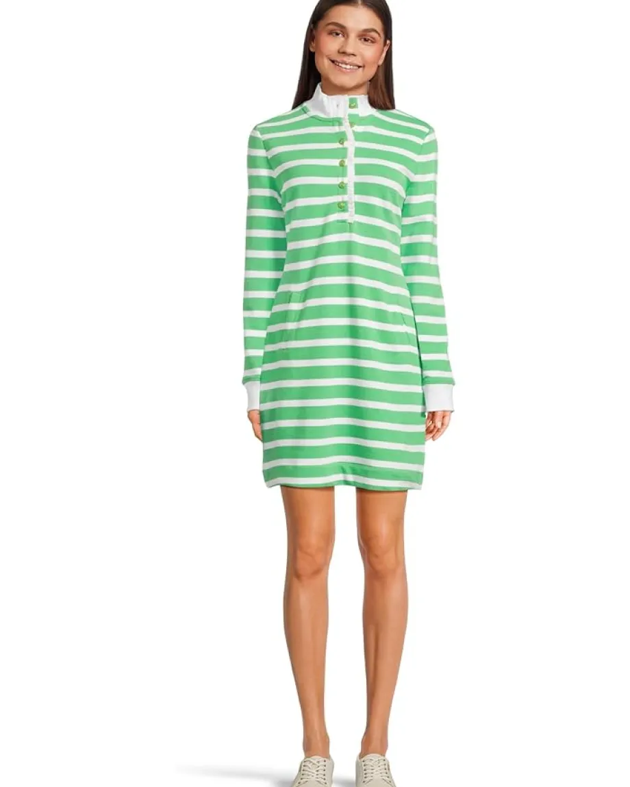 Lilly Pulitzer Evangeline Dress Fauna Green Resort White Stripe Outlet