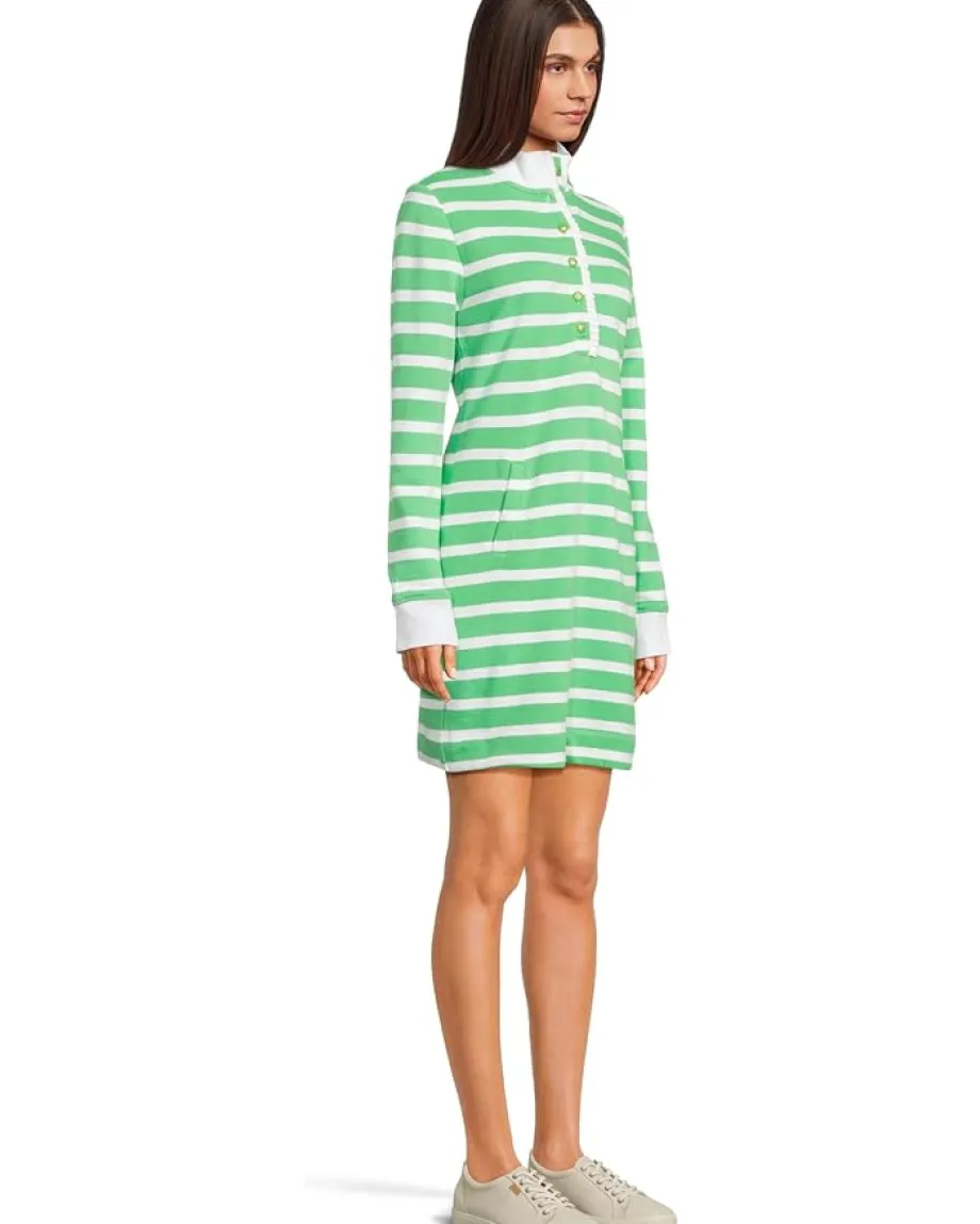 Lilly Pulitzer Evangeline Dress Fauna Green Resort White Stripe Outlet