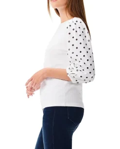NIC+ZOE Eyelet Breeze Top White Multi Outlet