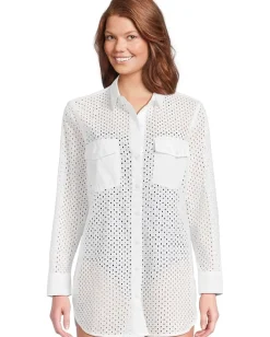 Women Tommy Bahama Eyelet Cove Boyfriend Shirt