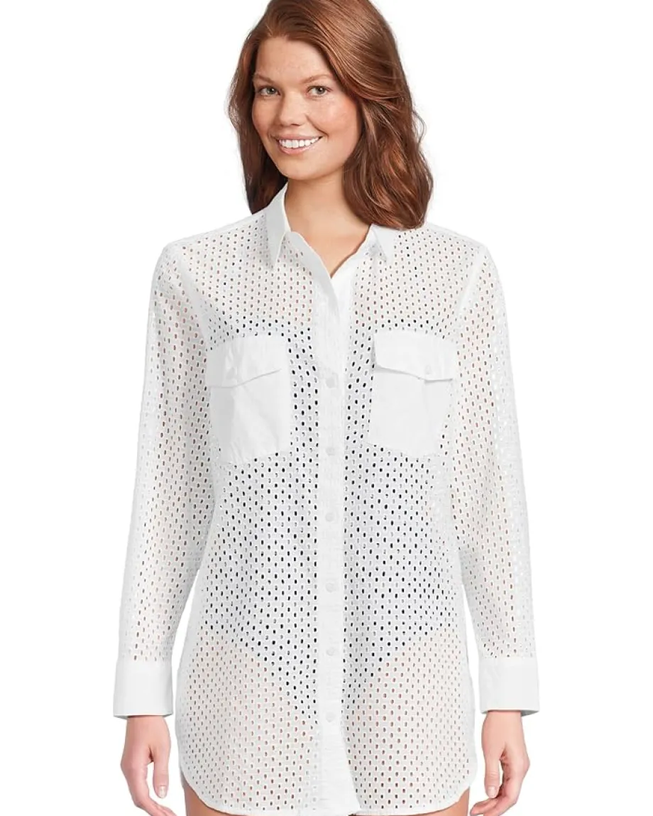 Women Tommy Bahama Eyelet Cove Boyfriend Shirt