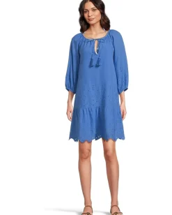 Tommy Bahama Eyelet Cove Embroidered Dress Paradiso Blu Clearance