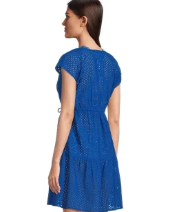 Women Tommy Bahama Eyelet Cove Vneck Short Dress