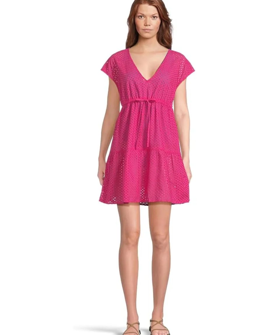 Women Tommy Bahama Eyelet Cove Vneck Short Dress