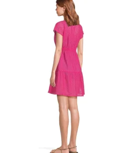 Women Tommy Bahama Eyelet Cove Vneck Short Dress
