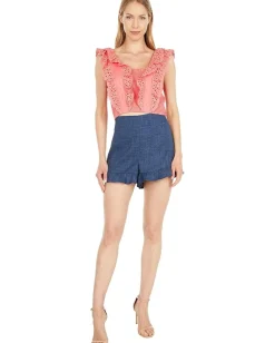 Women BCBGMAXAZRIA Eyelet Ruffle Top