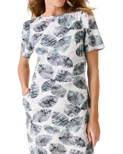 NIC+ZOE Falling Palms T-Shirt Dress Grey Multi Discount