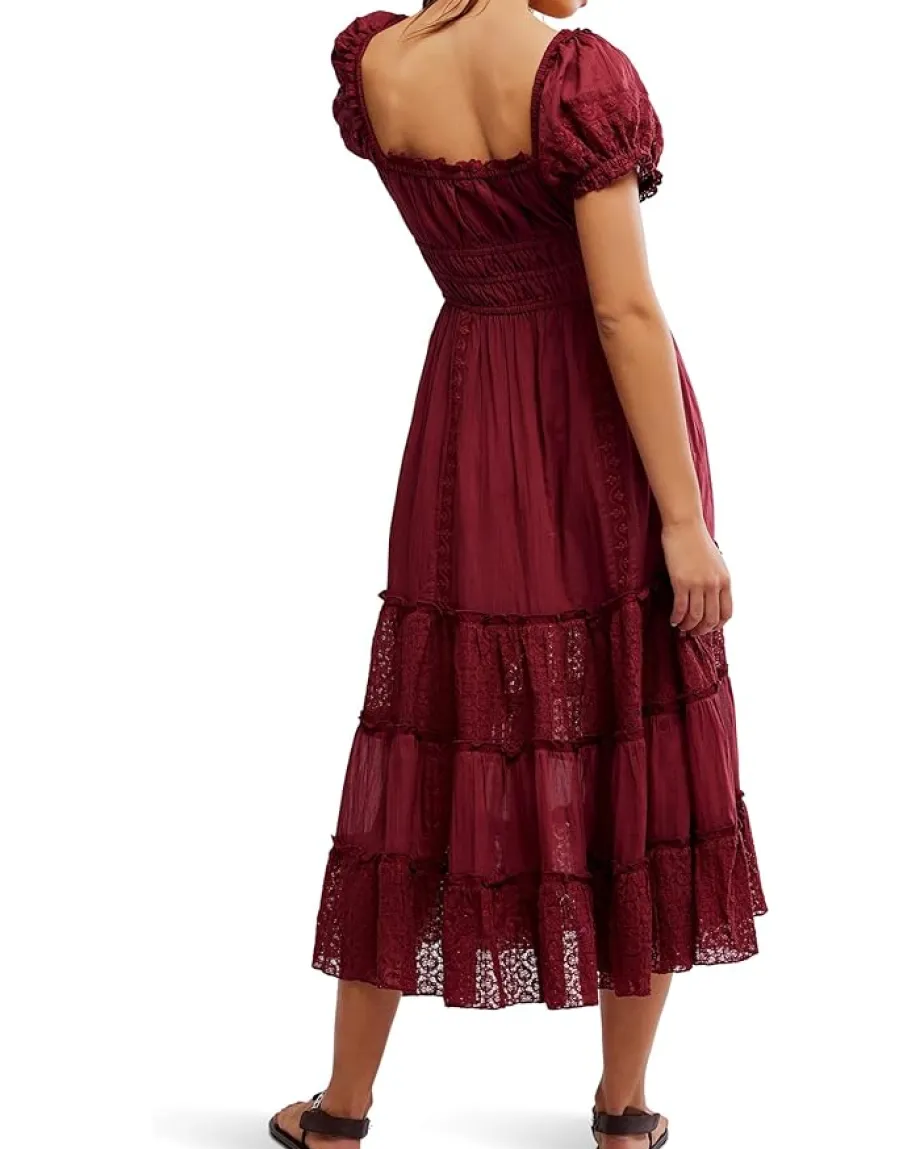 Free People Falling Sun Midi Dress Syrah Outlet