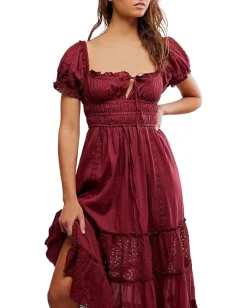 Free People Falling Sun Midi Dress Syrah Outlet