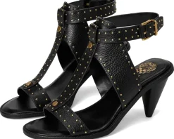 Vince Camuto Faunie Studded Cone Heel Sandals Black Clearance